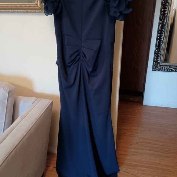 Xscape Nordstroms Navy Ruched Strapless Sheath Evening Gown - Picture 11 of 15